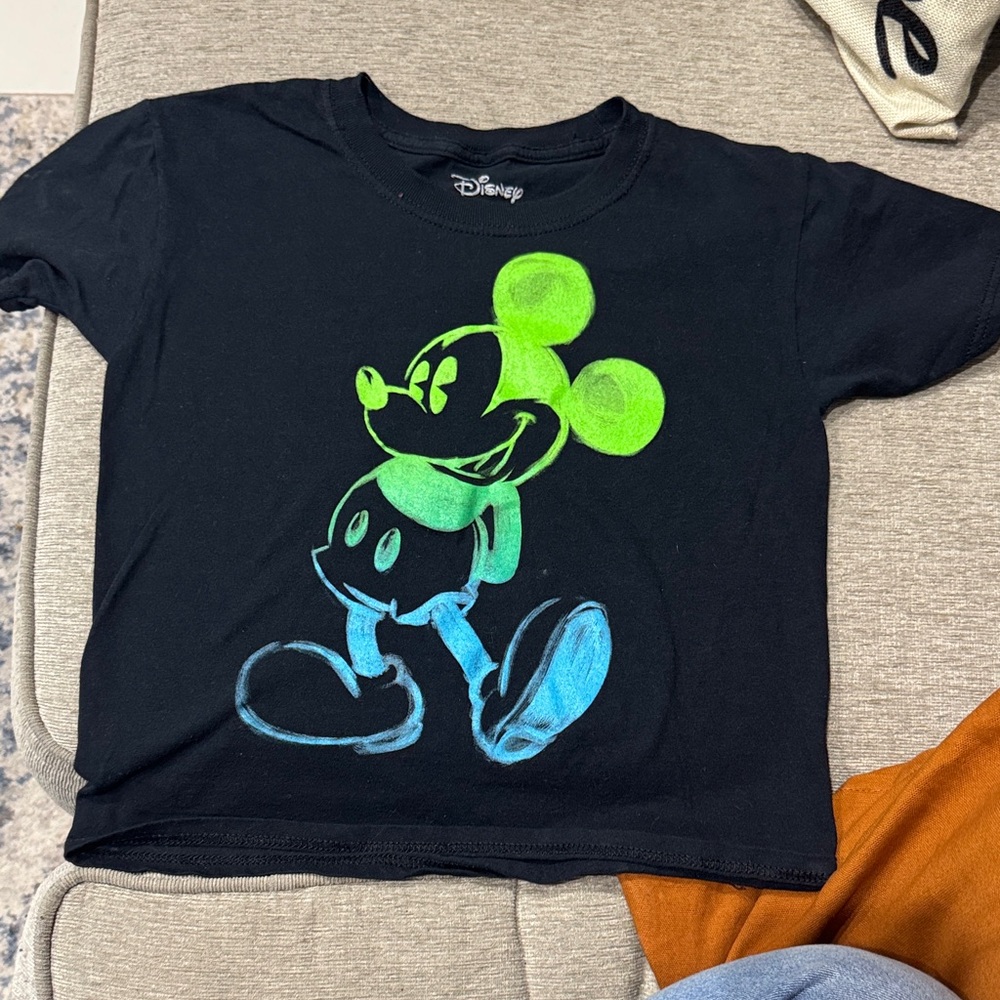 Disney Kids Black Tee with Neon Mickey Mouse